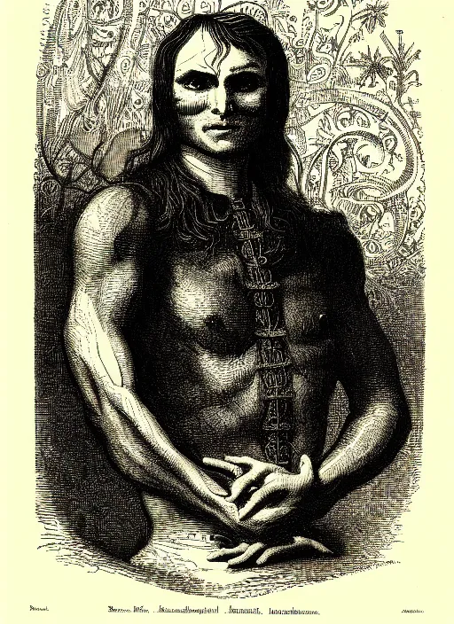 Image similar to illustration of shane madej from the dictionarre infernal, etching by louis le breton, 1 8 6 9, 1 2 0 0 dpi scan, ultrasharp detail, clean scan