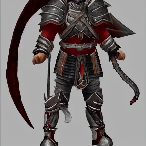 Image similar to character shet of a warrior with dragon armor