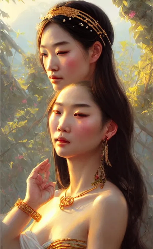 Image similar to a beautiful taiwan goddess with sundress with jewelry | | winter, realistic shaded, unpleasant face, good looking, fine details, realistic shaded lighting poster by greg rutkowski, magali villeneuve, artgerm, jeremy lipkin and michael garmash and macoto takahashi