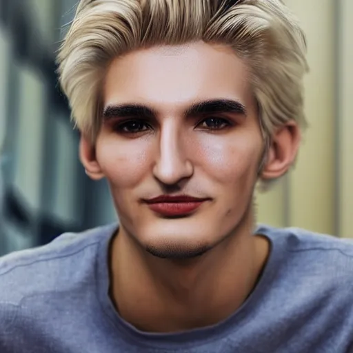 Image similar to really handsome gigachad xqc, portrait photograph : : realistic : : 1 dslr : : 1 - - quality 2