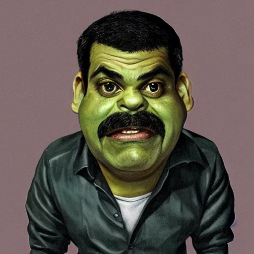 Image similar to caricature, claymation, luis guzman as luigi wearing green, painted by tom lovell, wlop, artgerm, dishonored 2,