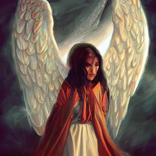 Image similar to angel gabriel possessed by baphomet, digital painting, ultradetailed, artstation, oil painting, ultradetailed, artstation