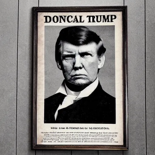 Image similar to 1800s wanted poster for Donald Trump