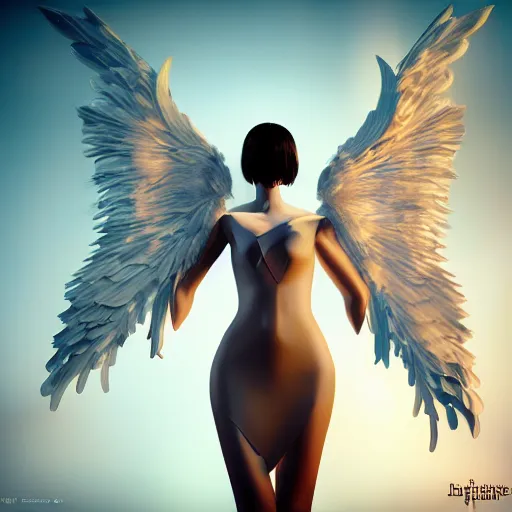 Image similar to fantasy angel with wings inspired avant - garde art, deco fashion, highly detailed, photorealistic portrait, bright studio setting, studio lighting, crisp quality and light reflections, unreal engine 5 quality render