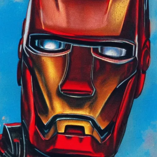 Image similar to basil gogos illustration of iron man