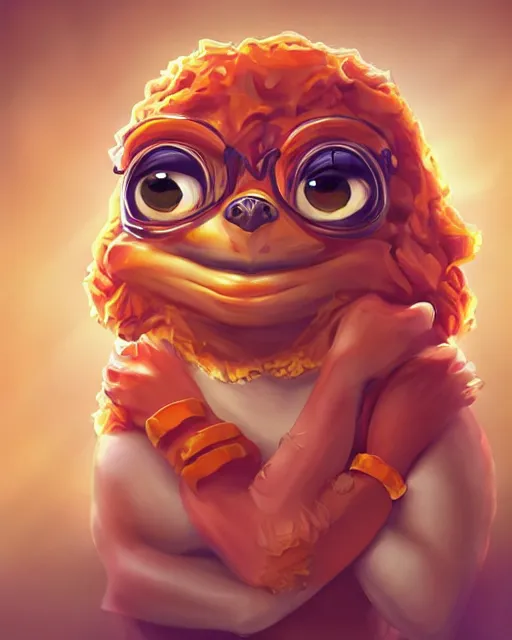 Image similar to beautiful pepe as honey, made of honey, wearing honey - themed miniskirt, award winning creature portrait photography, extremely detailed, artstation, 8 k, sensual lighting, incredible art, wlop, artgerm, backlit, rim lighting, hi - fructose