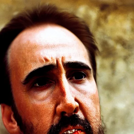 Image similar to nicholas cage close - up by steve mccurry