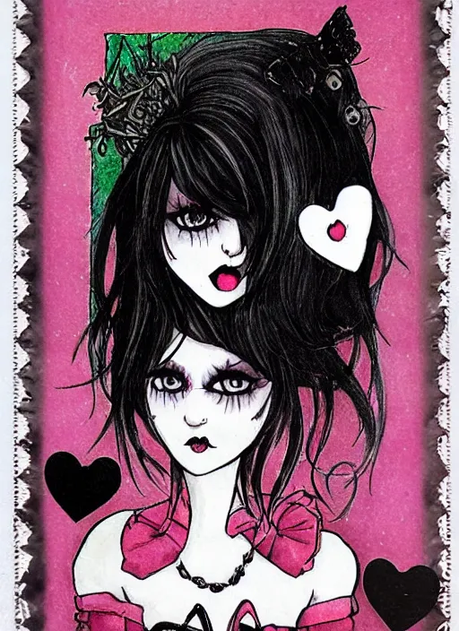 Image similar to goth girlfriend!!!!!!!!!! in the style of 2008 cute card