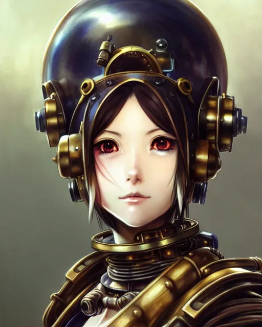 Image similar to portrait Anime Girl in mechanical armor steampunk cute-fine-face, pretty face, realistic shaded Perfect face, fine details. Anime. Bioshock steampunk realistic shaded lighting by katsuhiro otomo ghost-in-the-shell, magali villeneuve, artgerm, rutkowski Jeremy Lipkin and Giuseppe Dangelico Pino and Michael Garmash and Rob Rey