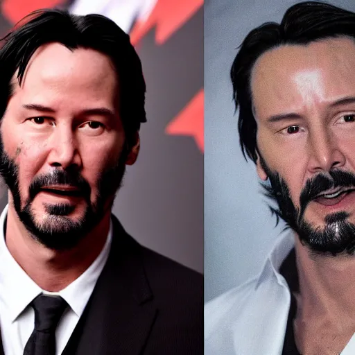 Image similar to keanu reeves as fience wolverine in emotional movement,