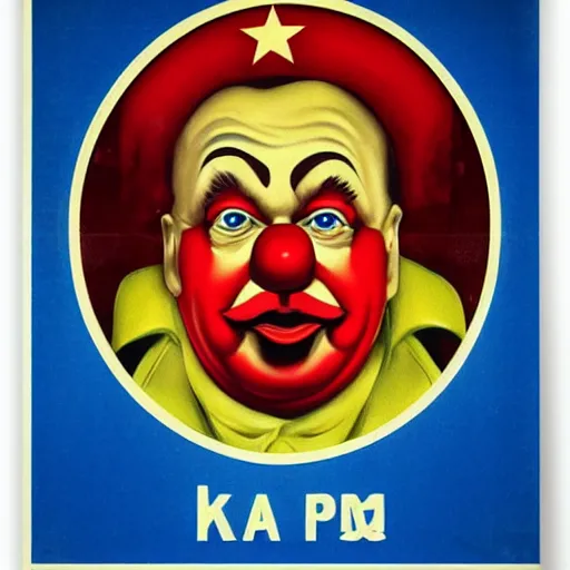 Image similar to communist clown portrait, soviet propaganda style, poster, xi