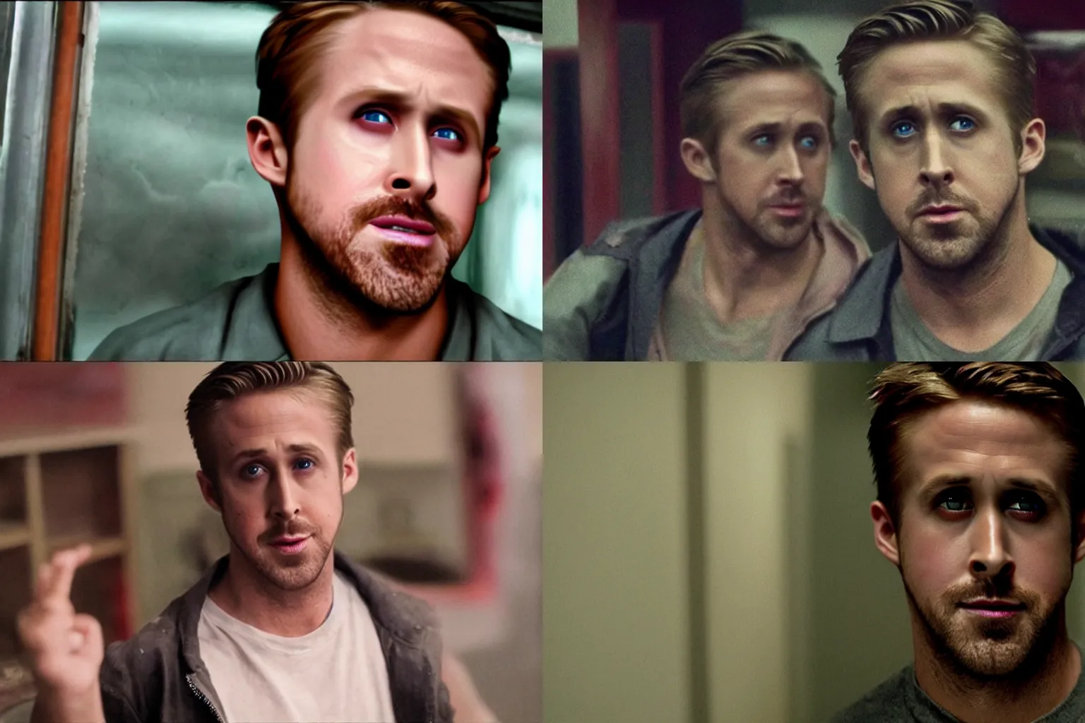 Prompt: screencap from ryan gosling horror game, scary, creepy, uncanny