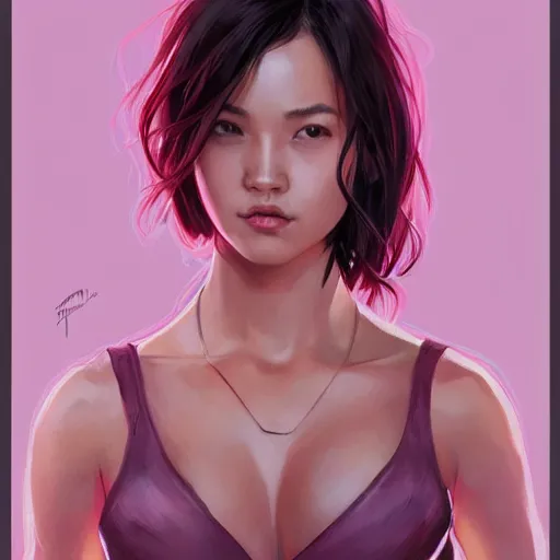 Prompt: portrait of cassandra cain wearing pink bra, attractive, casual, modern, victoria's secret, highly detailed, digital painting, artstation, concept art, smooth, sharp focus, illustration, art by artgerm, greg rutkowski and alphonse mucha