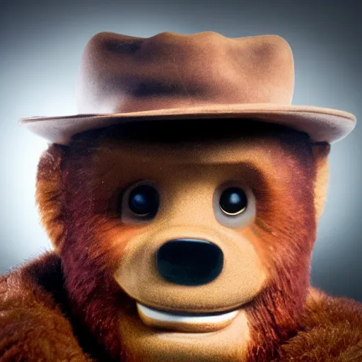 Image similar to UHD candid photo of Smokey The Bear in the loo sitting on the porcelain throne, by Annie leibowitz, photorealisitc, extremely detailed