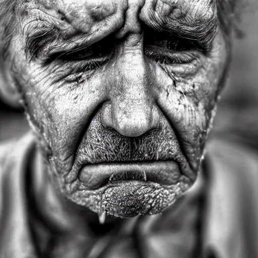 Image similar to the face of a man who has lost everything, old, macrophoto, sad,