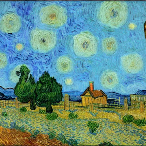 Image similar to grand theft auto ( gta ) landscape in the style of vincent van gogh, trending on artstation