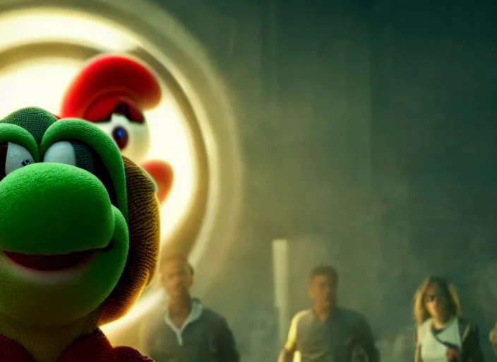 Image similar to film still of yoshi in the new sci - fi movie, 8 k