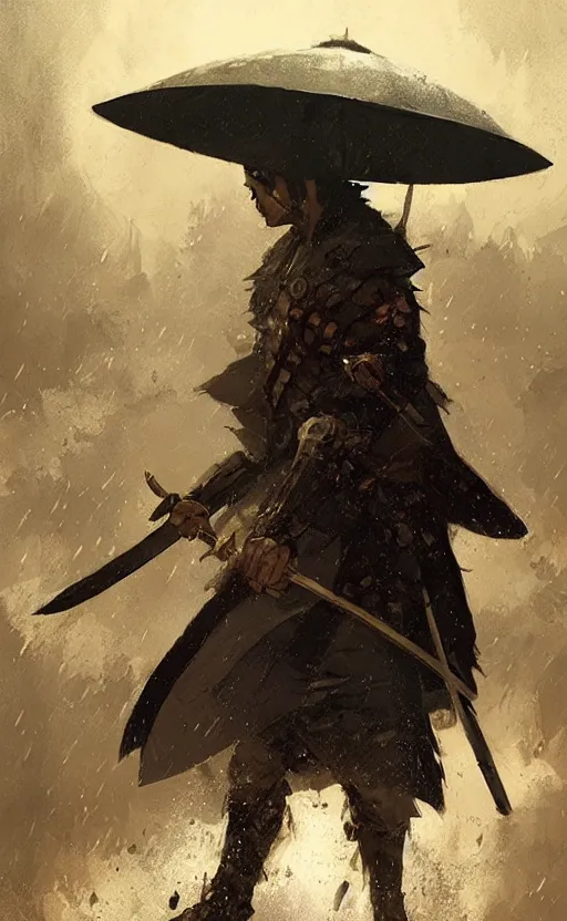 Image similar to samurai in rain, arcane, by fortiche, by greg rutkowski, esuthio, craig mullins, wlop