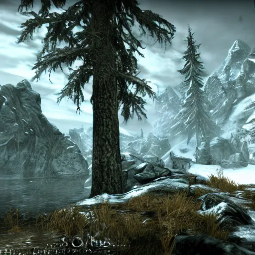 Prompt: skyrim screenshot, modded 4 k, highly detailed, very beautiful, amazing graphics