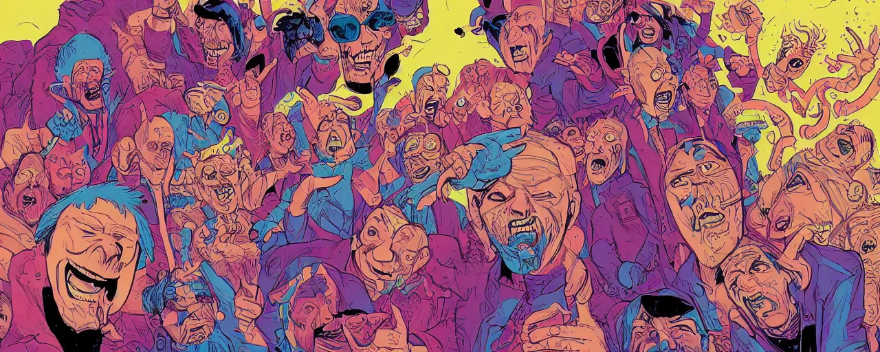 Image similar to portrait of a mad man screaming, by josan gonzales, in style of SantaCruz