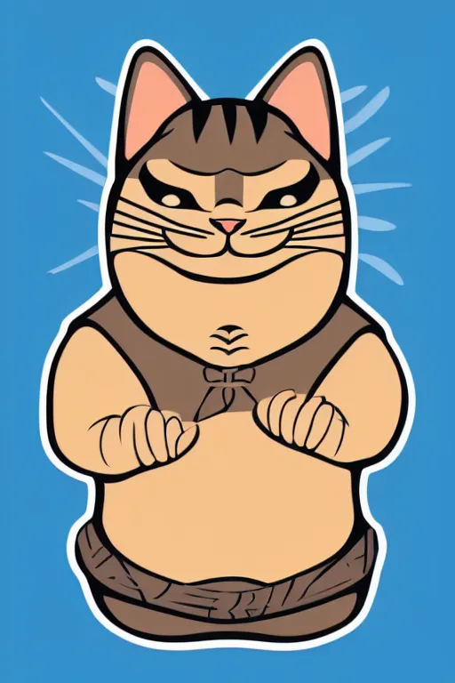 Image similar to Portrait of a cat that is a sumo wrestler, sticker, colorful, illustration, highly detailed, simple, smooth and clean vector curves, no jagged lines, vector art, smooth