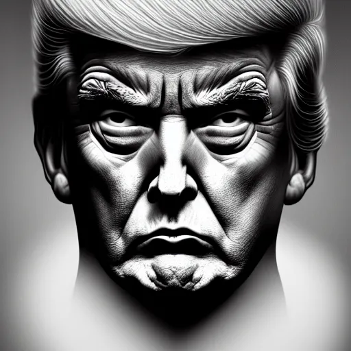 Image similar to Portrait of evil Donald Trump, red eyes, face, dark fantasy, intricate, elegant, highly detailed, digital painting, artstation, concept art, smooth, sharp focus, illustration, art by tran ross