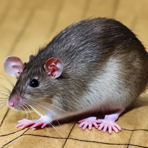 Prompt: a rat with long hair.