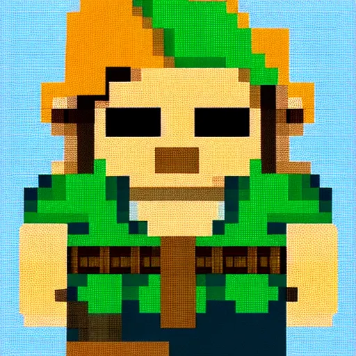 link from legend of zelda in cross stitch pattern, 8bit, Stable Diffusion