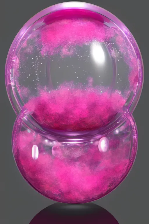 Image similar to Spherical Vat filled with Pink Liquid and Ice Cubes, mechanical, tubing, fantasy, digital art, trending on artstation, 4k, ultra detailed