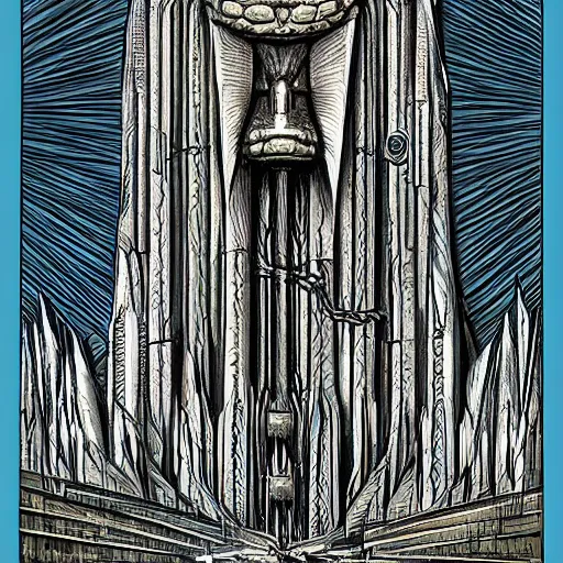 Prompt: barad - dur in the style of h. r. giger