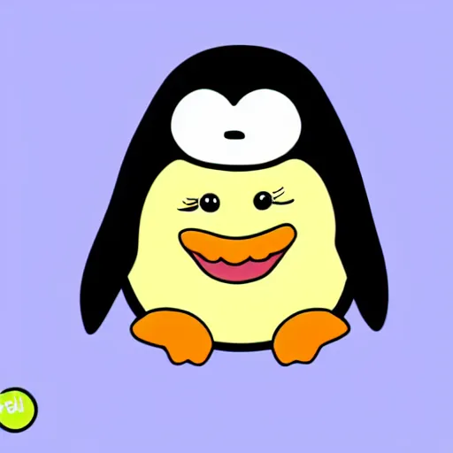 Image similar to a penguin riding a smiling slime ball, cartoon, kawaii,