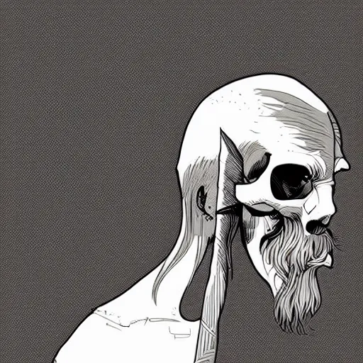 Prompt: a beautiful artwork portrait of a viking skull by Adrian Tomine, featured on artstation