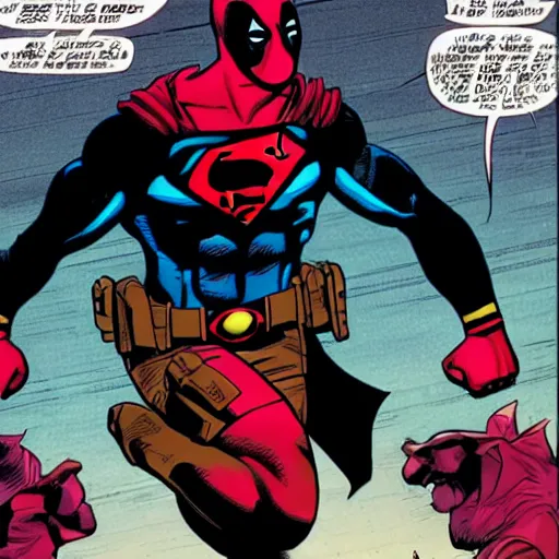 Image similar to deadpool in a superman comic book