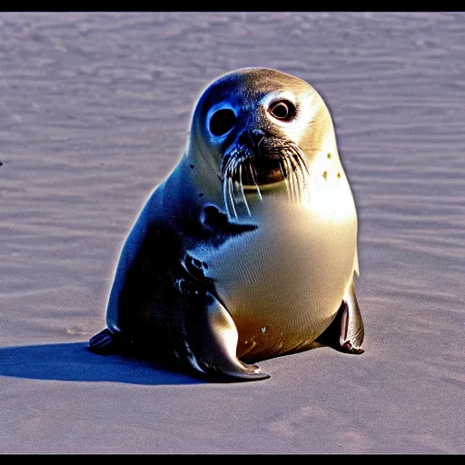 Image similar to ringed seal in the role of the terminator, robot, apocalyptic