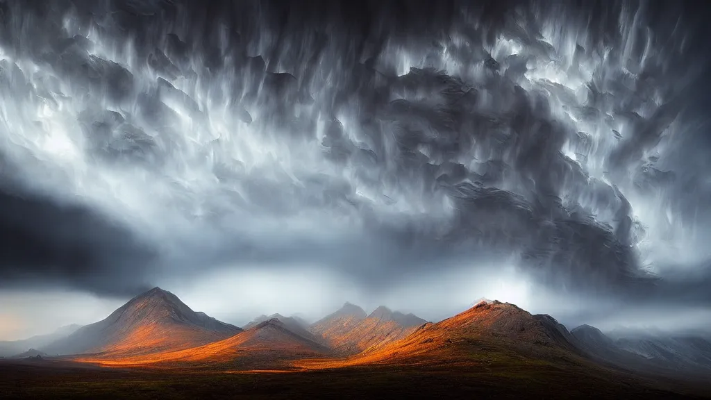 Prompt: amazing landscape photo of a tempest by marc adamus, beautiful dramatic lighting