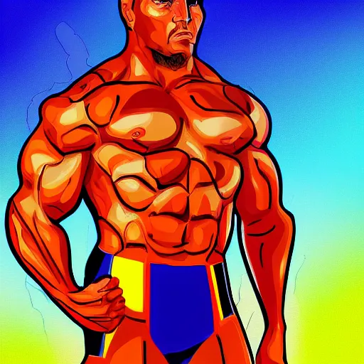 Prompt: Bishop X man, digital painting, muscular masculine figure