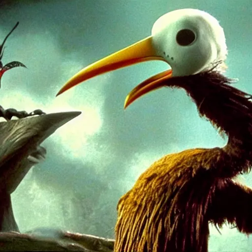 Prompt: screen capture of a dodo bird in Nightmare Before Christmas