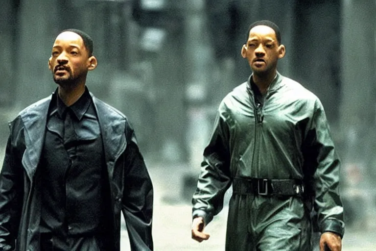 Image similar to will smith as a character from the matrix, cinematic, ultra realistic, the matrix