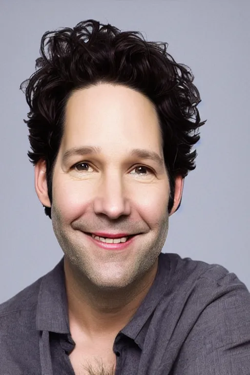 Image similar to potrait photograph paul rudd with bad plastic surgery, botox failure