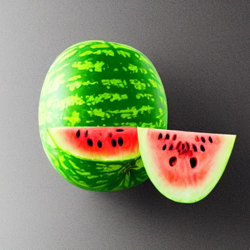 Prompt: a slice of water melon with the face of mel gibson