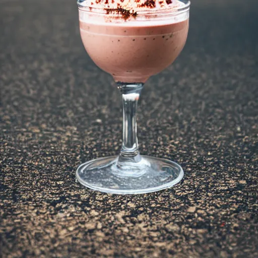 Prompt: very expensive milkshake on the side of the road, Sigma 85mm f/8