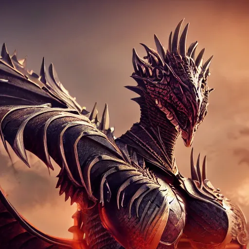 Image similar to highly detailed realistic stunning shot of a beautiful elegant anthropomorphic female dragon knight, resting a detailed and engraved longsword over her armored shoulder, sharp claws and tail, cloak flittering in the wind, high quality, HD octane render, epic cinematography, Artstation, Deviantart, Furaffinity