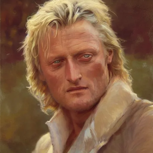 Prompt: detailed portrait of rutger hauer, spring light, painting by gaston bussiere, craig mullins, j. c. leyendecker