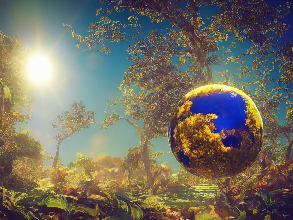 Image similar to sunlight study, the universe is a spheroid region 7 0 5 meters in diameter, art nouveau, kauai, by maria sibylla merian and ( ( ( ( ( lisa frank ) ) ) ) ), 8 k, sharp focus, octane render