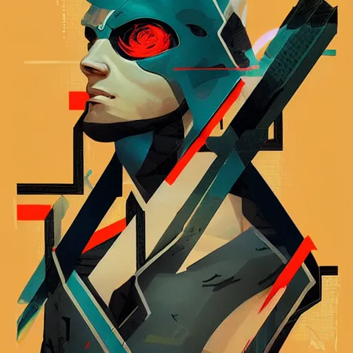 Image similar to Raiden vs Snake profile picture by Sachin Teng, asymmetrical, Organic Painting , Violent, Dark, Powerful, geometric shapes, hard edges, MGS4, graffiti, street art:2 by Sachin Teng:4