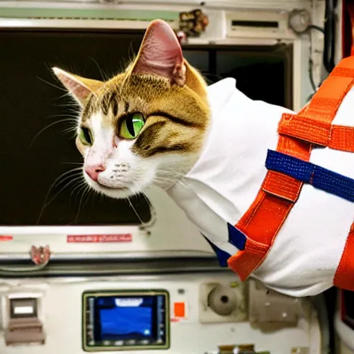 Image similar to a cat astronaut floating in space