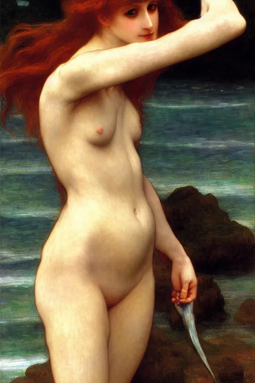 Image similar to mermaid, painting by rossetti bouguereau, detailed art, artstation