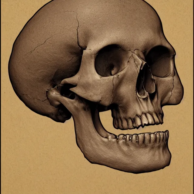 Prompt: fragmented skull, detailed anatomical diagram, pointers with descriptions, illustration, 4 k