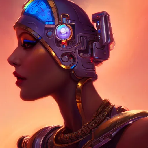 Image similar to a portrait of a beautiful cybernetic cleopatra, cyberpunk concept art by pete mohrbacher and wlop and artgerm and josan gonzales, digital art, highly detailed, intricate, sci-fi, sharp focus, Trending on Artstation HQ, deviantart, unreal engine 5, 4K UHD image