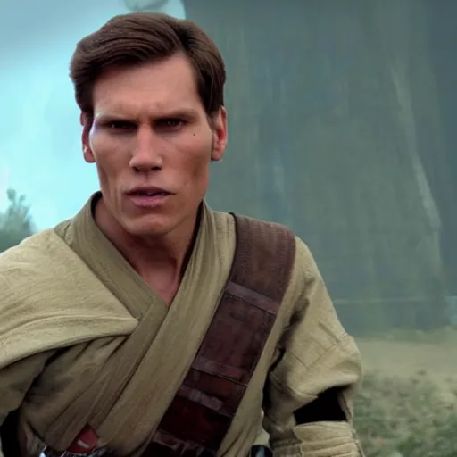 Image similar to Live Action Still of Jerma in Star Wars: A New Hope, real life, hyperrealistic, ultra realistic, realistic, highly detailed, epic, HD quality, 8k resolution, body and headshot, film still